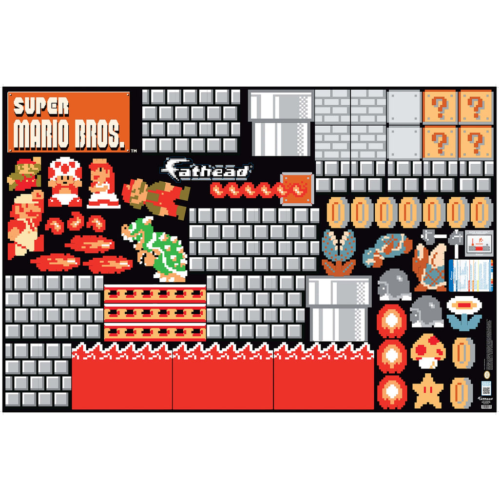 Super Mario Bros.: Bowser Castle Room Theme Mural        - Officially Licensed Nintendo Removable Wall   Adhesive Decal