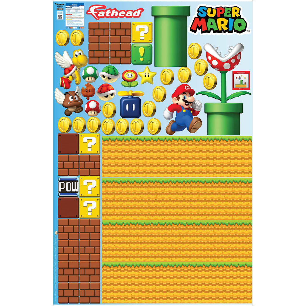 Super Mario Bros.:  Room Theme        - Officially Licensed Nintendo Removable Wall   Adhesive Decal