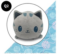 TeeTurtle Knitting Cat Plushie Tote Bag: (Light Gray/Light Blue)
