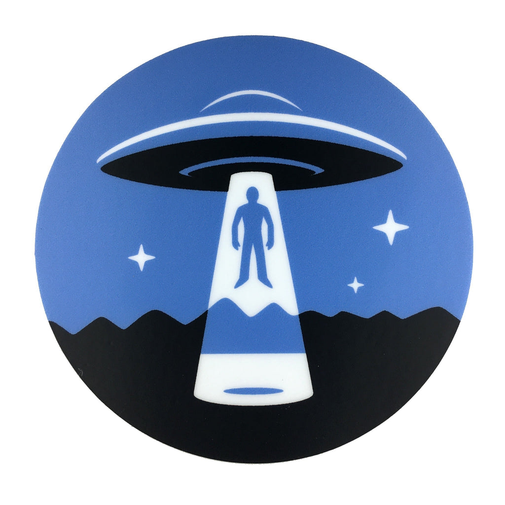 Alien Abduction minimalist alien/UFO circle sticker