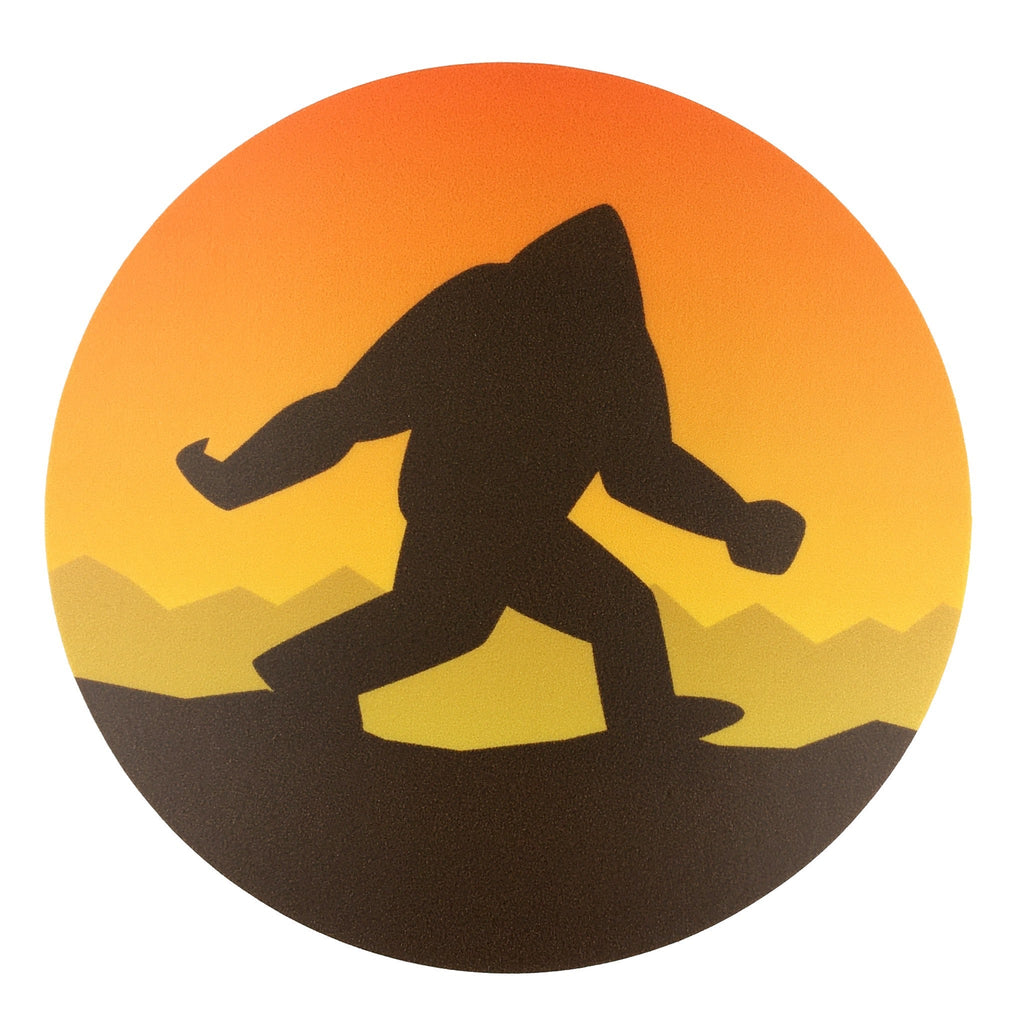 Bigfoot Sunset minimalist cryptozoology circle sticker