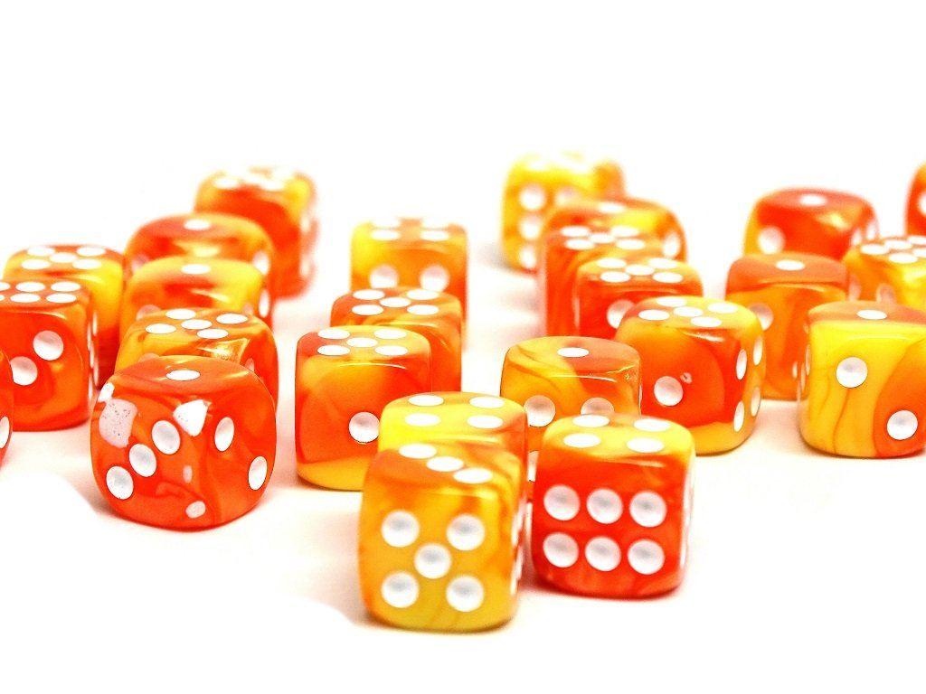 12mm D6 Dice - Blazing Sun - 25 Count Bag