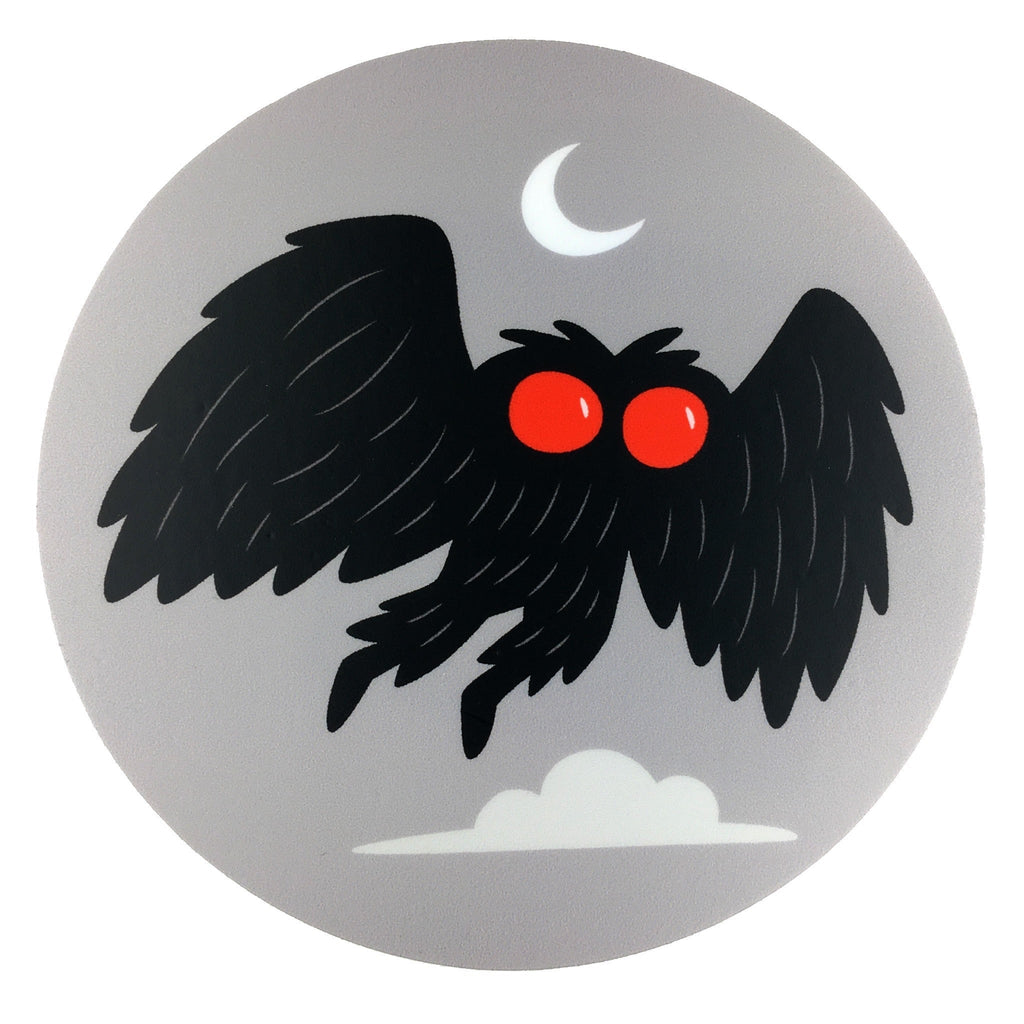 Mothman Moon circle sticker