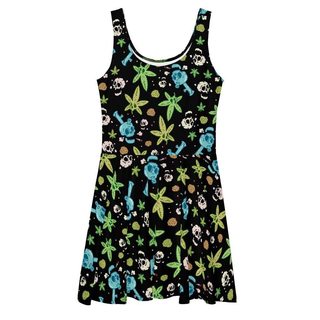 Skulls And Weed Skater Dress