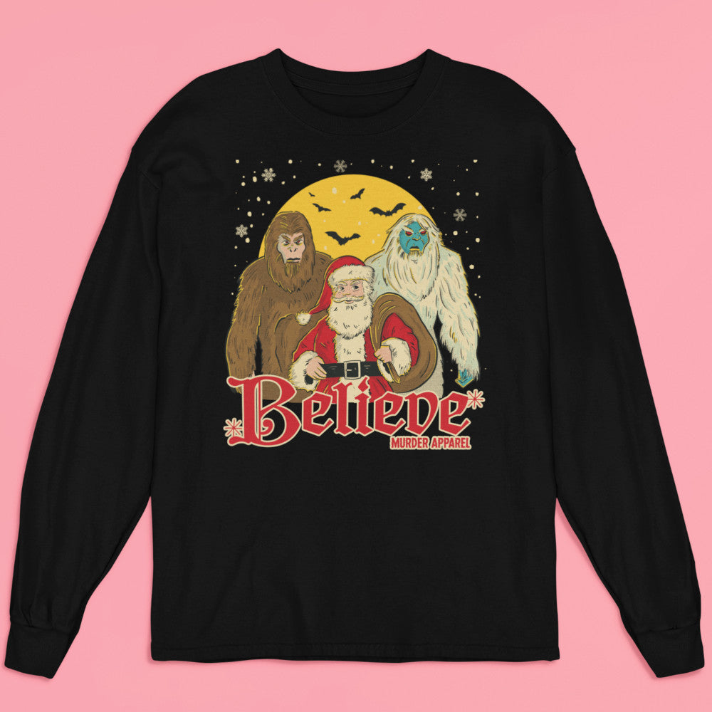 Bigfoot Yeti Santa Long Sleeve Shirt