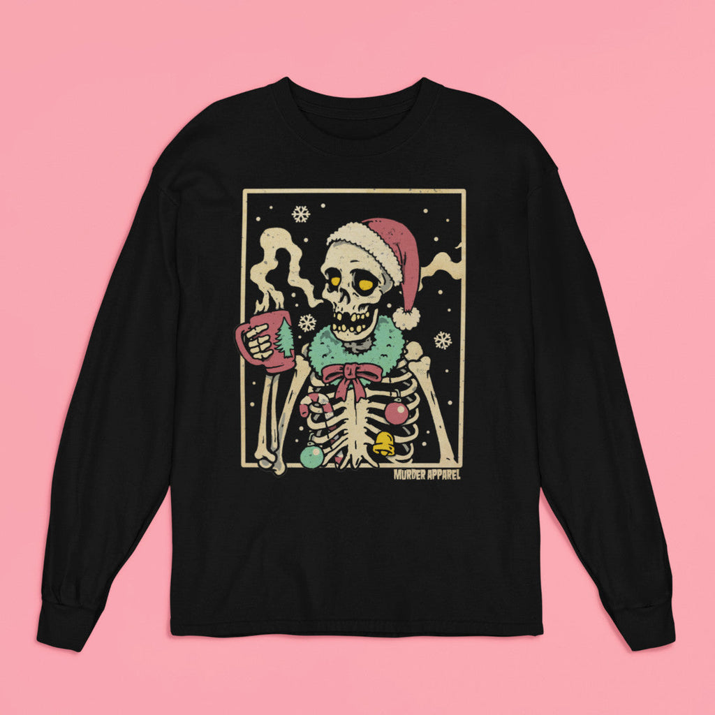 Christmas Coffee Skeleton Long Sleeve Shirt