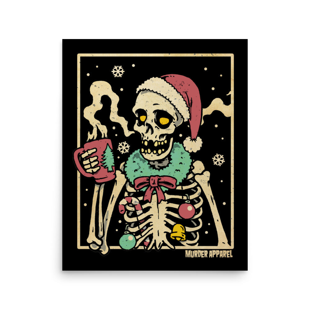 Christmas Coffee Skeleton Poster