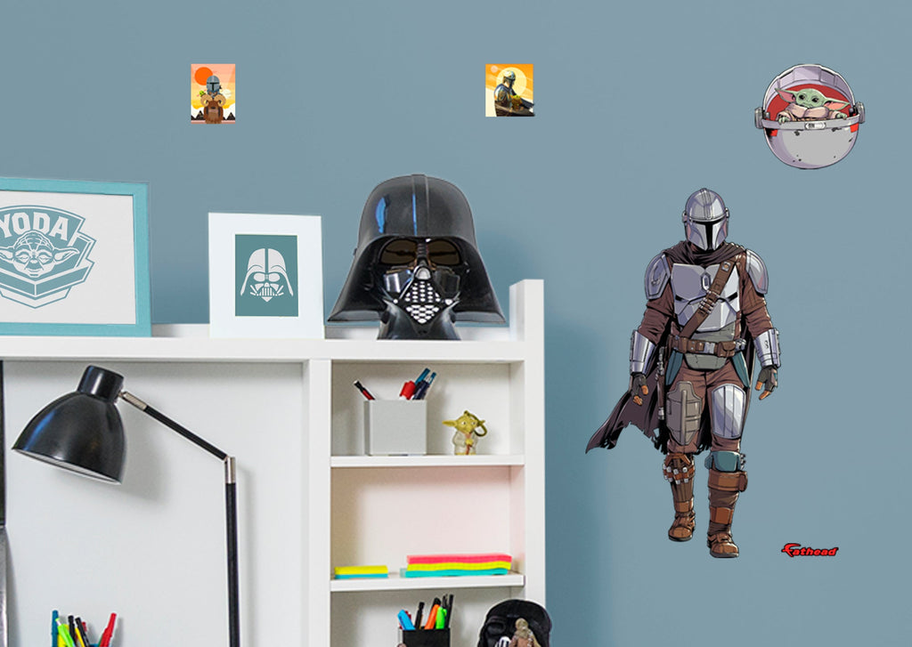 The Mandalorian with Child  - Officially Licensed Star Wars Removable Wall Decal