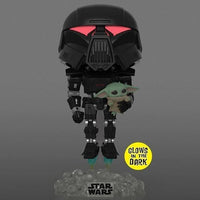 Funko Pop! 488 - Star Wars: The Mandalorian Dark Trooper with Grogu Glow-in-the-Dark Pop! Vinyl Figure - Entertainment Earth Exclusive