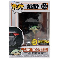 Funko Pop! 488 - Star Wars: The Mandalorian Dark Trooper with Grogu Glow-in-the-Dark Pop! Vinyl Figure - Entertainment Earth Exclusive