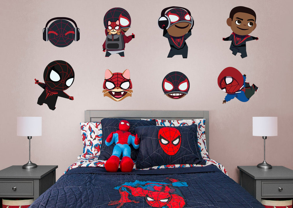 Spider-Man Miles Morales Animated Characters Collection        - Officially Licensed Marvel Removable Wall   Adhesive Decal