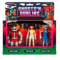 Ghosts n Goblins 3 3/4-Inch ReAction Figure Pack B - Unicorn, Arthur in Underwear, Skeleton