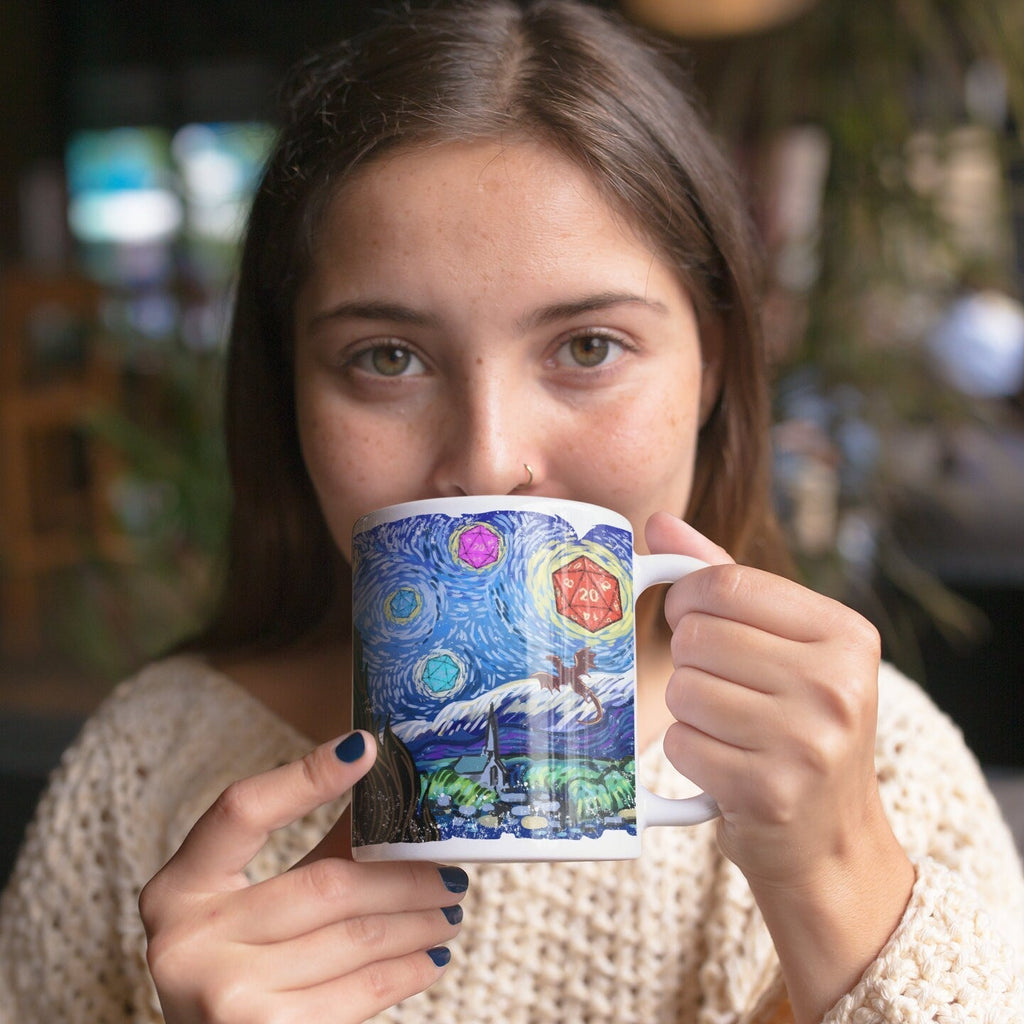 Etsy Mug- Starry Night - DND - Gift For Dnd- Coffee - D20 Gift- Game Master - Adventure - RPG