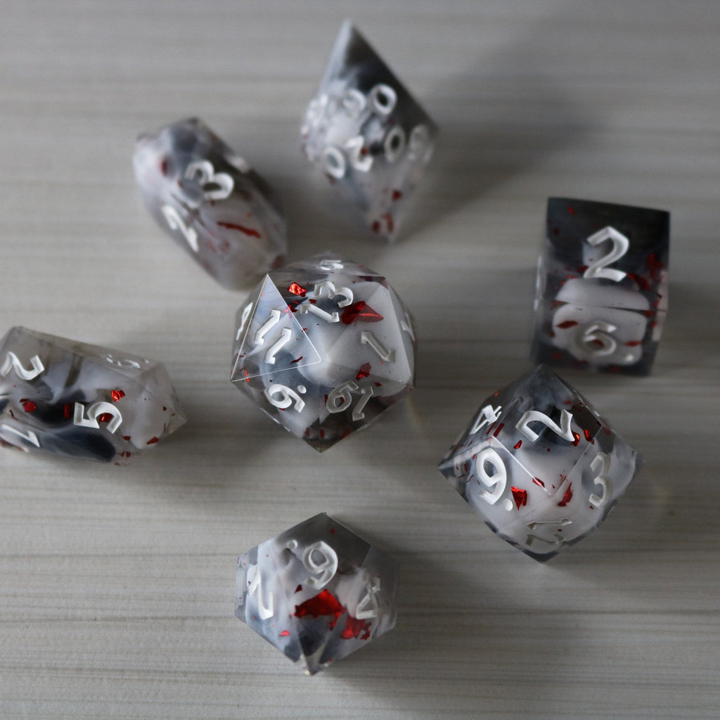 Smoke And Blood Handmade Resin Dice Set RPG Game DND MTG Tabletop Gaming