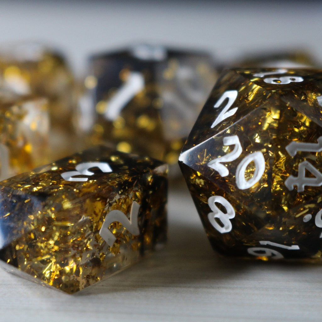 Gold Handmade Resin Dice Set RPG Game DND MTG Tabletop Gaming