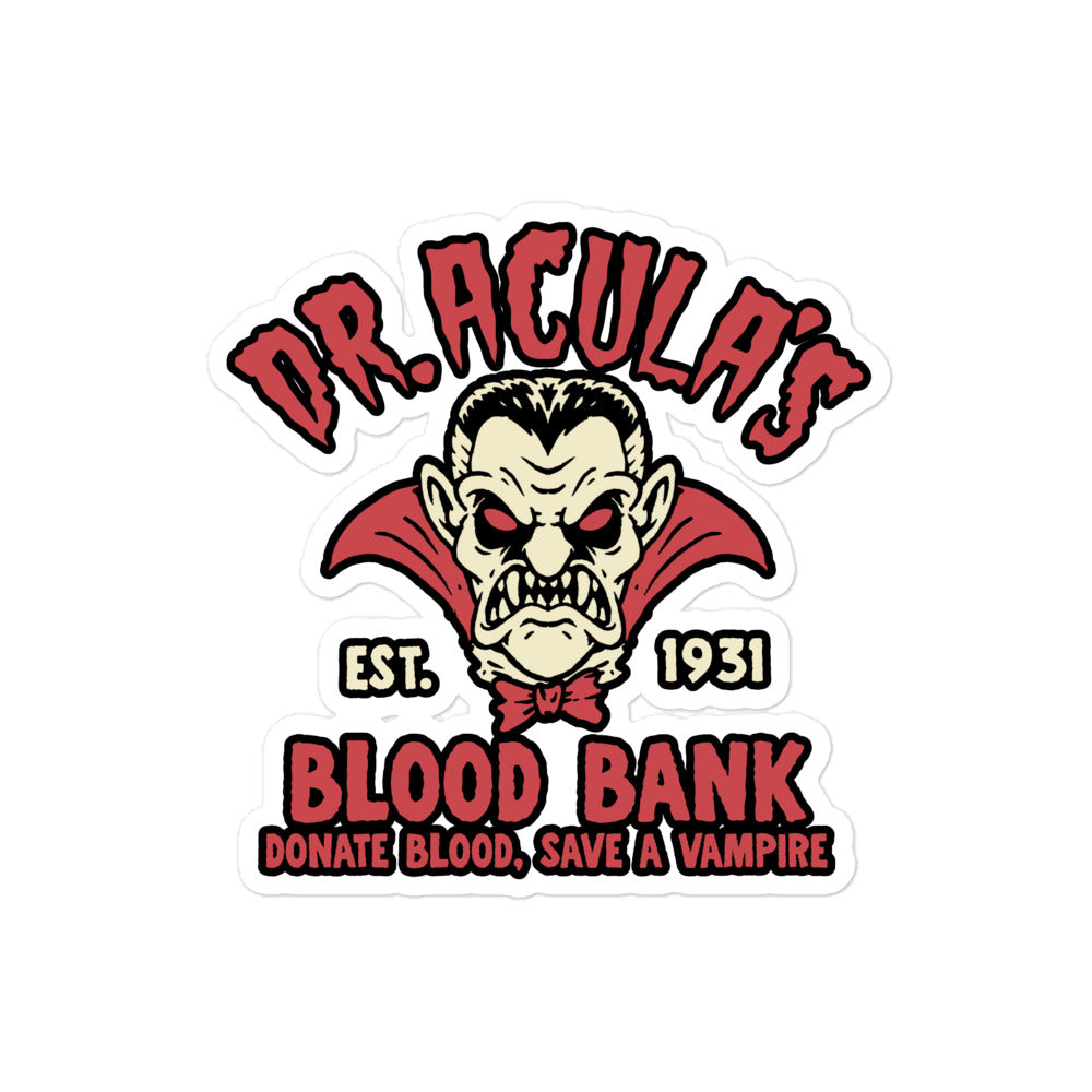 Dr. Acula's Blood Bank Sticker