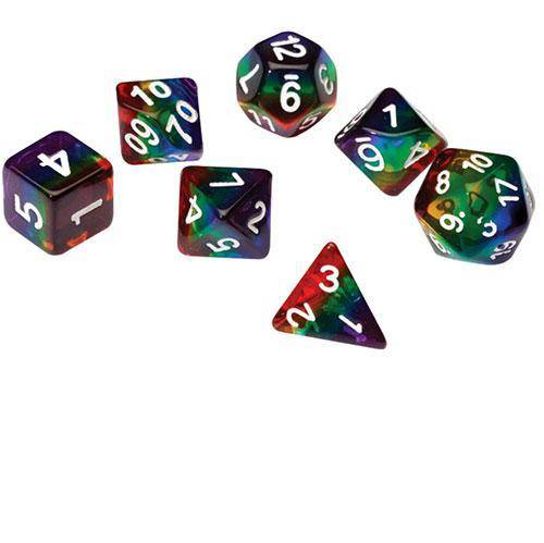 RPG Dice Set (7+1): Rainbow Translucent Resin