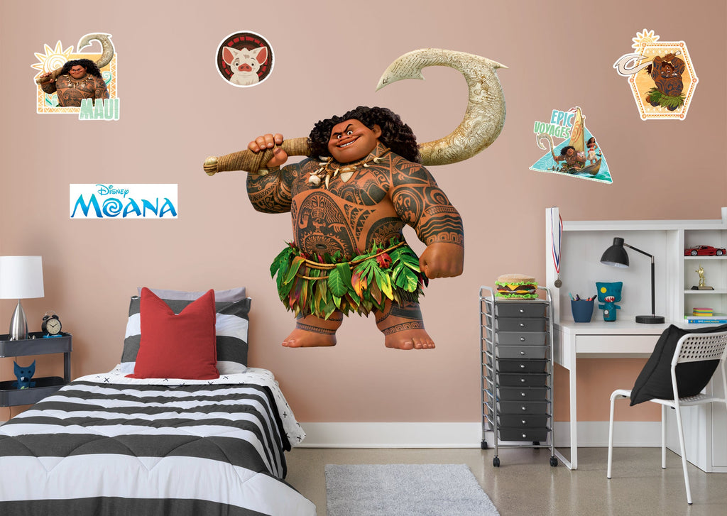 Moana: Maui RealBig        - Officially Licensed Disney Removable Wall   Adhesive Decal