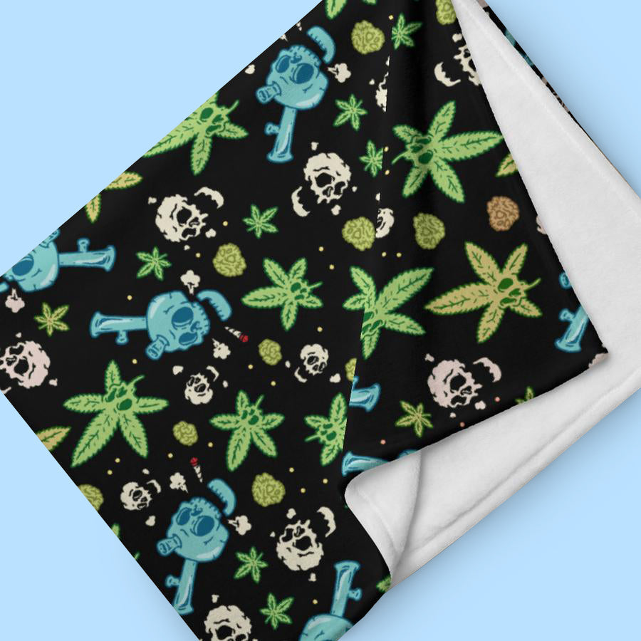 Skulls and Weed Throw Blanket