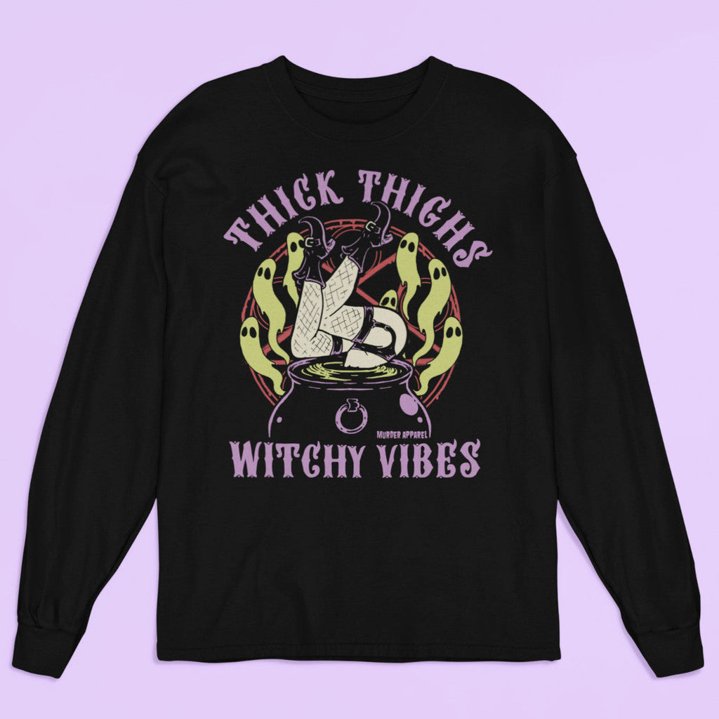 Thick Thighs Witchy Vibes Long Sleeve Shirt